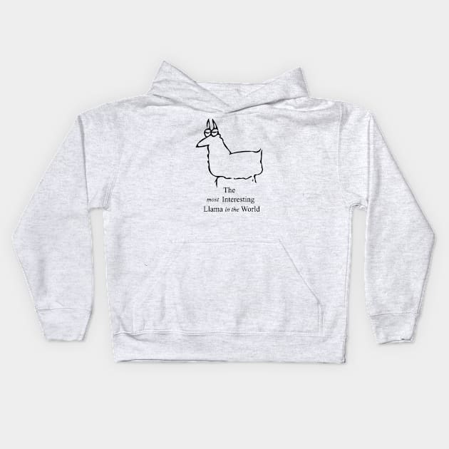 Most Interesting Llama Kids Hoodie by Cactux